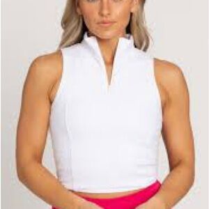 Gold hinge White Zip-Up Women's Tank Top